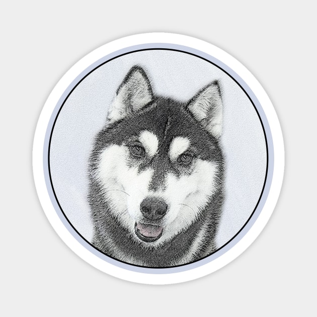 Siberian Husky (Black and White) Magnet by Alpen Designs